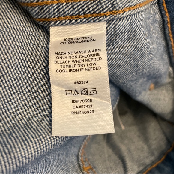 Loft - cute blue jean short skirt button front frayed edges - Picture 3 of 4